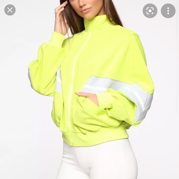 NWT Fashion Nova zip up jacket with pockets! LIME - Picture 2 of 8